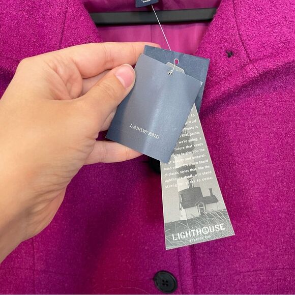 NWT Lands' End Fuchsia boiled wool button‎ short jacket Women's 4P - Picture 3 of 6